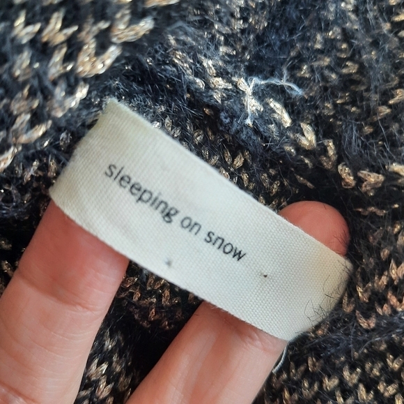 Anthropologie Sleeping On Snow Fuzzy Cropped Metallic Cardigan - Picture 4 of 6